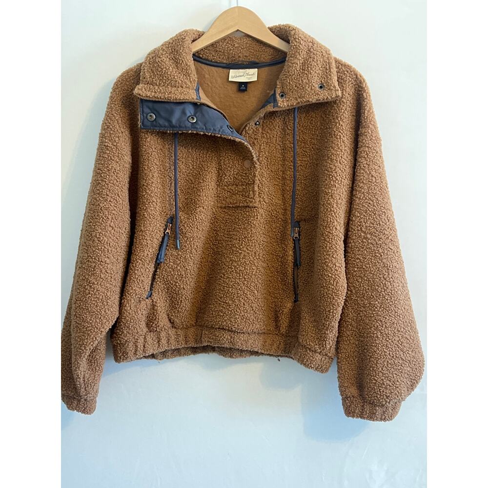 Universal Thread Fleece 3/4 Button Sweatshirt Bro… - image 1